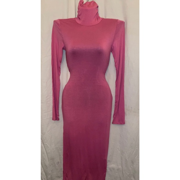New Pink Turtleneck Bodycon Dress, Size Small - Picture 3 of 6